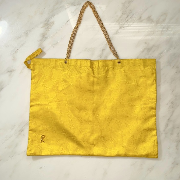 Vintage Bag by Roberta Di Camerino Yellow Vinyl Lining Gold Chain Handles - Picture 1 of 4